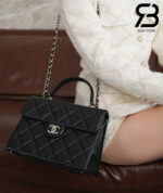 Túi Chanel 24P Kelly Medium Flap Bag Top Handle Màu Đen GHW 25CM Best Pháp