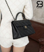 Túi Chanel 24P Kelly Medium Flap Bag Top Handle Màu Đen GHW 25CM Best Pháp