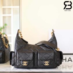Túi Chanel 25 Large Hobo Bag Black Lambskin Màu Đen 31CM Best Quality