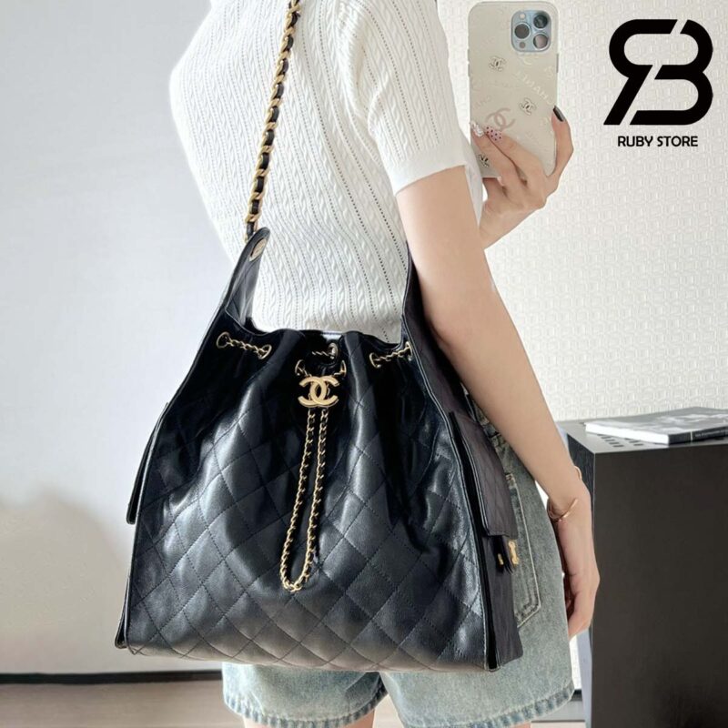 Túi Chanel 25 Medium Handbag Màu Đen Da Caviar 40CM Best Quality