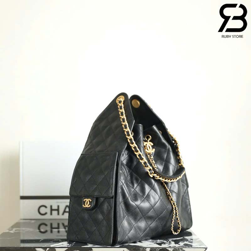 Túi Chanel 25 Medium Handbag Màu Đen Da Caviar 40CM Best Quality
