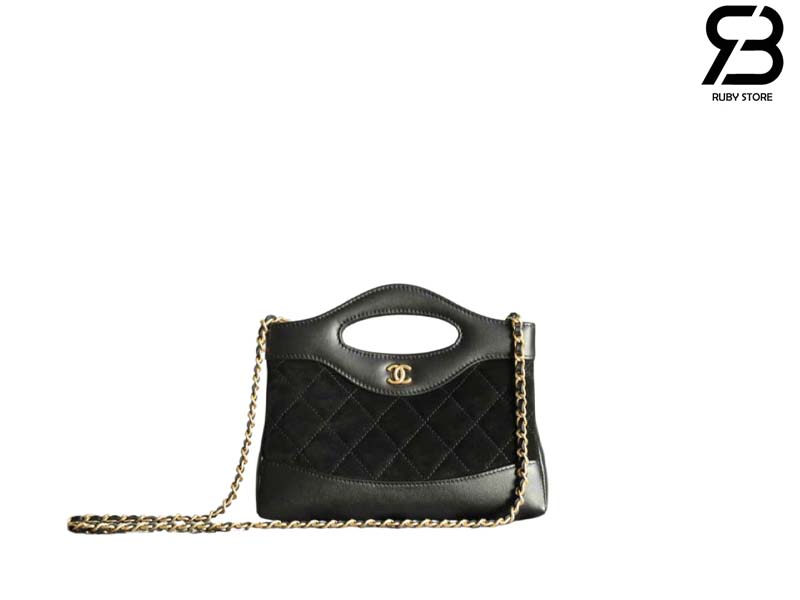 tui-chanel-31-nano-bag-black-suede-ghw-best-quality Túi Chanel 31 Nano Bag Black Suede Màu Đen Da Lộn 20.5CM GHW Best Quality