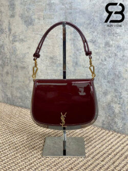 Túi YSL Mini Voltaire Top Handle Bag In Patent Leather Dark Red Wine Màu Đỏ Bóng 21CM Best Quality