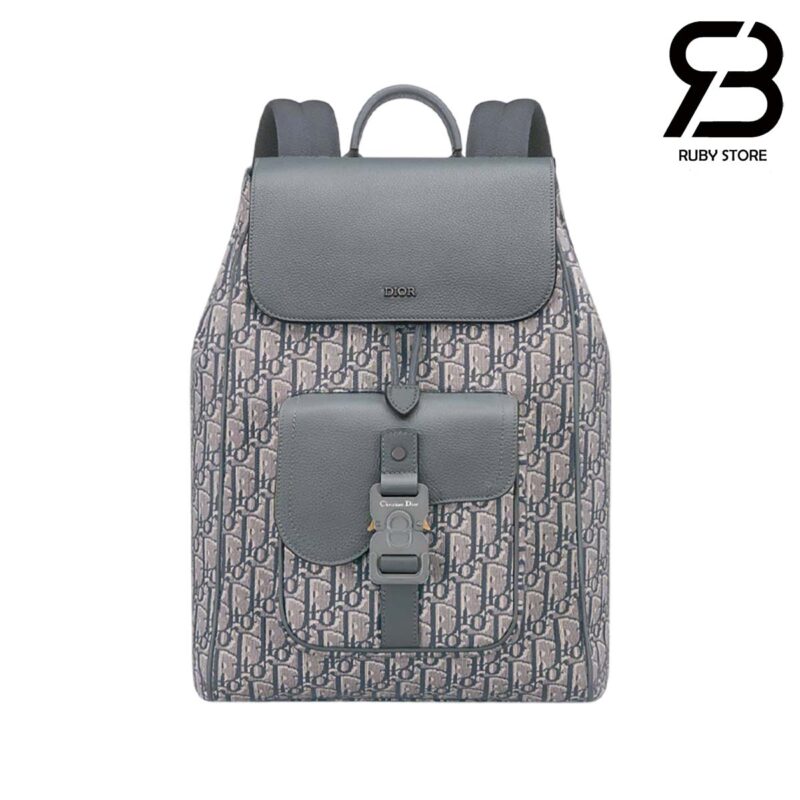 Ba Lô Saddle Backpack With Flap Deep Gray Oblique Jacquard 41CM Best Quality