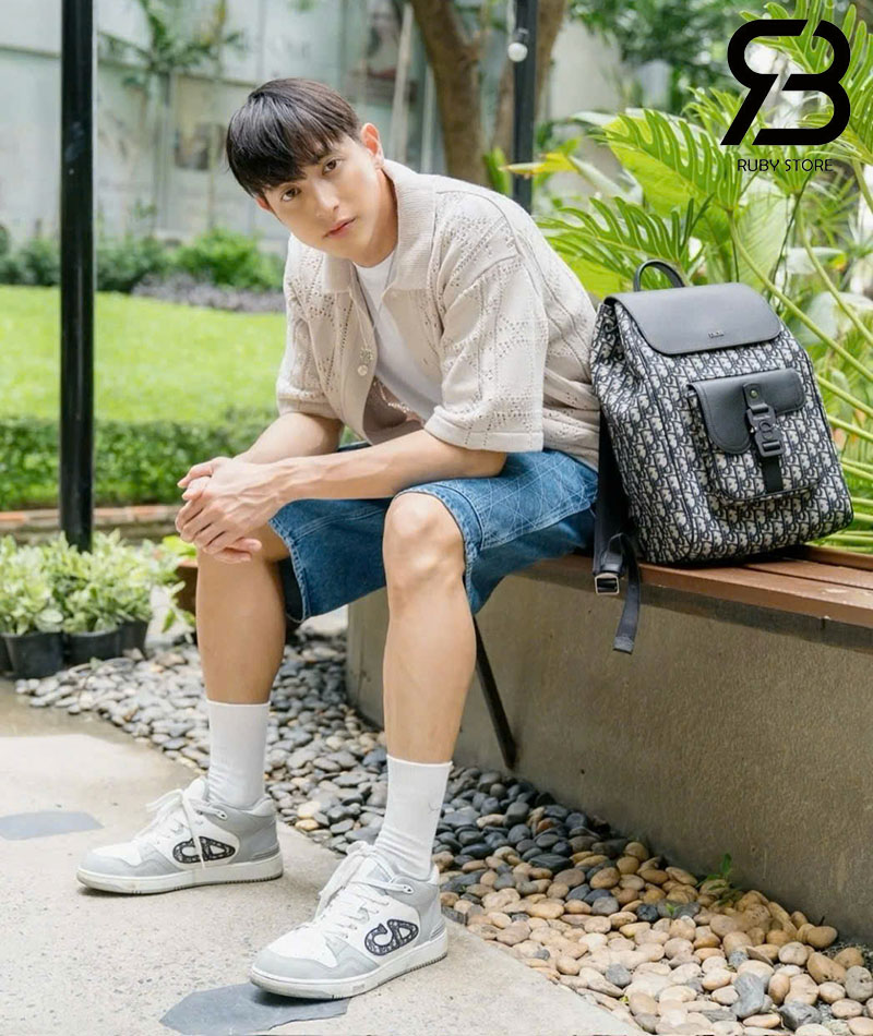 Ba Lô Dior Saddle Backpack With Flap Black Beige Oblique Jacquard 41CM Best Quality