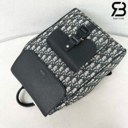 Ba Lô Dior Saddle Backpack With Flap Black Beige Oblique Jacquard 41CM Best Quality
