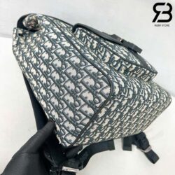 Ba Lô Dior Saddle Backpack With Flap Black Beige Oblique Jacquard 41CM Best Quality