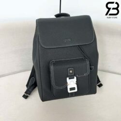 Ba Lô Dior Saddle Backpack With Flap Black Grained Calfskin 41CM Best Quality