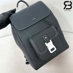 Ba Lô Dior Saddle Backpack With Flap Black Grained Calfskin 41CM Best Quality