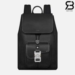 Ba Lô Dior Saddle Backpack With Flap Black Grained Calfskin 41CM Best Quality