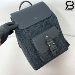 Ba Lô Dior Saddle Backpack With Flap Black Oblique Jacquard 41CM Best Quality