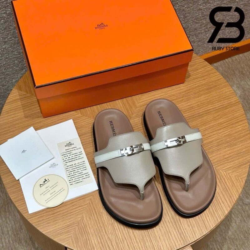 Dép Hermes Empire Sandal Beige Mastic Beige Glaise Calfskin Best Pháp