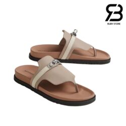 Dép Hermes Empire Sandal Beige Mastic Beige Glaise Calfskin Best Pháp