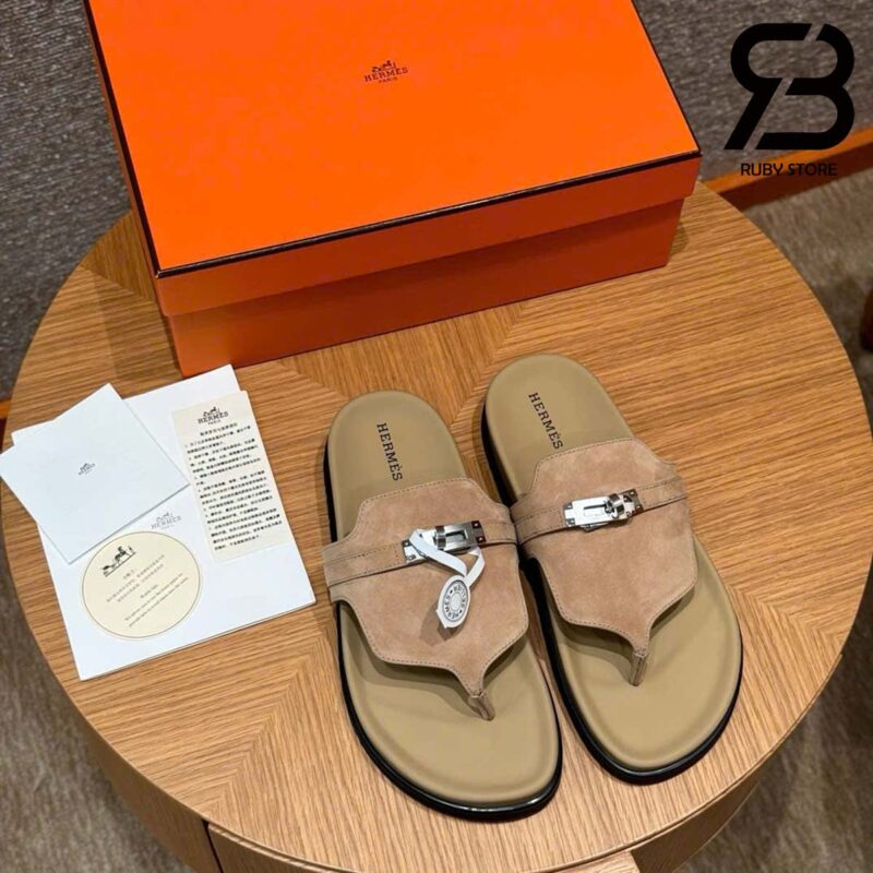 Dép Hermes Empire Sandal Beige Suede Best Pháp