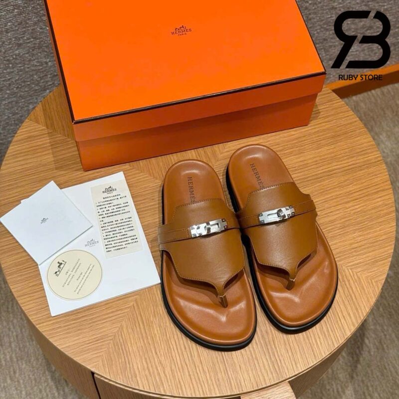 Dép Hermes Empire Sandal Brown Calfskin Màu Nâu Best Pháp