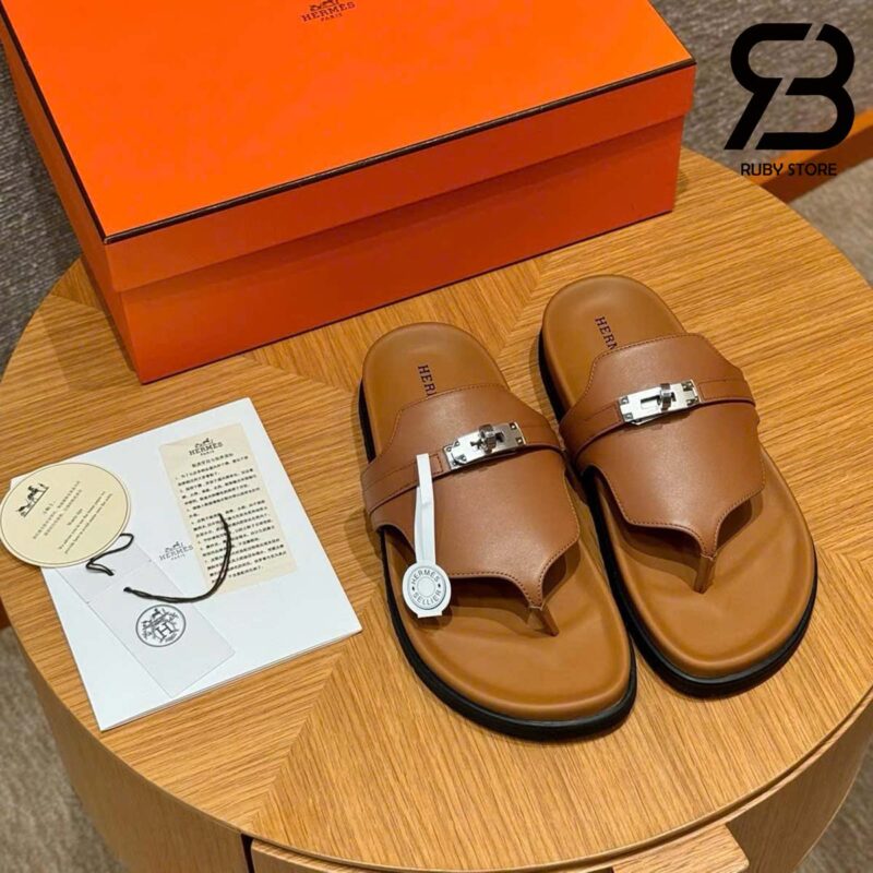 Dép Hermes Empire Sandal Gold Calfskin Màu Nâu Gold Best Pháp