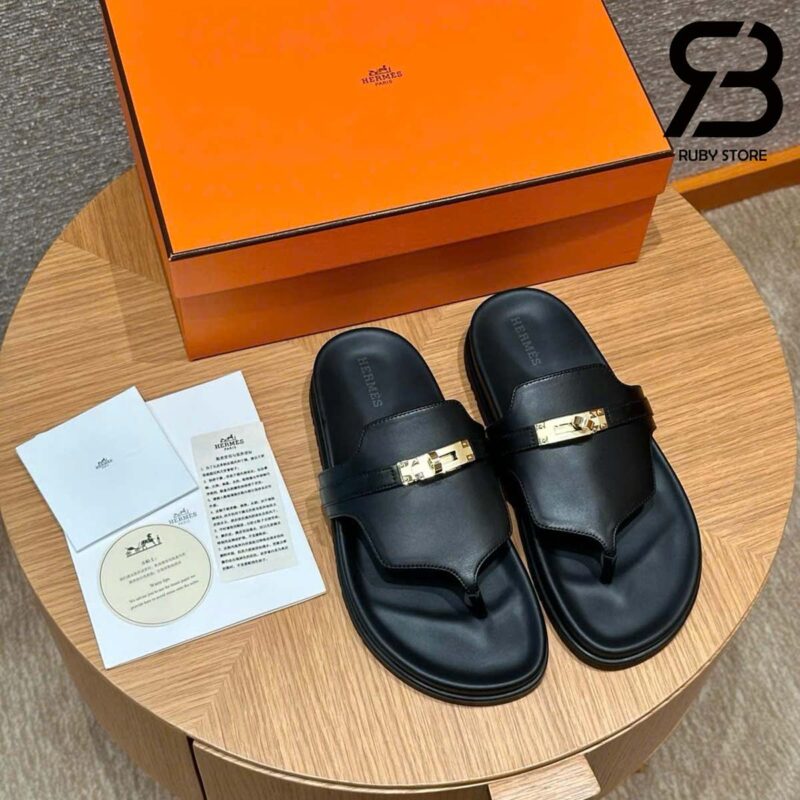 Dép Hermes Empire Sandal Black Calfskin Màu Đen Best Pháp