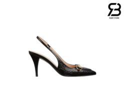 Giày Cao Gót Gucci Horsebit Pump Black GG Leather Màu Đen Best Quality