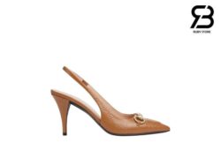 Giày Cao Gót Gucci Horsebit Pump Brown GG Leather Màu Nâu Best Quality