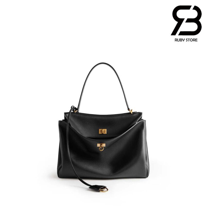 Túi Balenciaga Rodeo Medium Handbag In Black Calfskin Màu Đen 35CM Best Da Ý