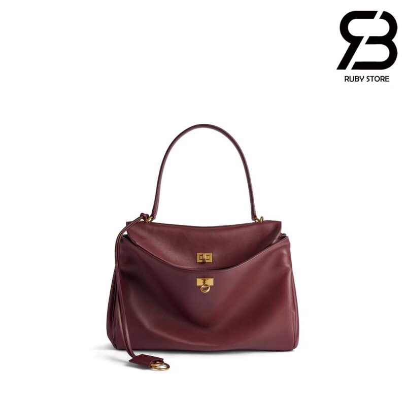 Túi Balenciaga Rodeo Medium Handbag In Dark Burgundy Calfskin Màu Đỏ Sẫm 35CM Best Da Ý
