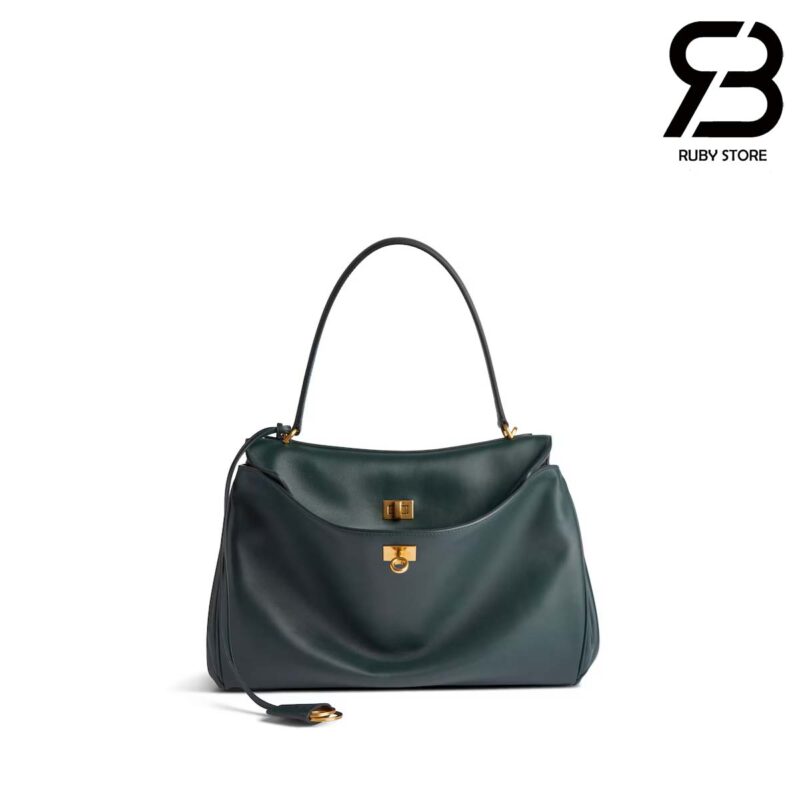Túi Balenciaga Rodeo Medium Handbag In Pine Green Calfskin Màu Xanh 35CM Best Da Ý