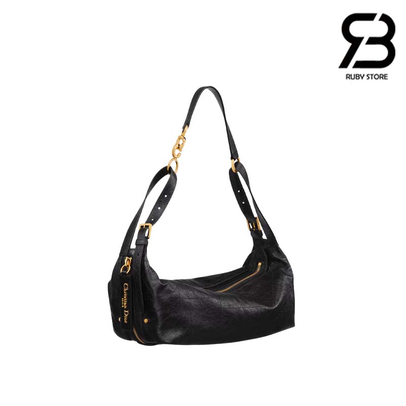 tui-dior-medium-d-journey-bag-in-black-macrocannage-crinkled-calfskin-best-quality Túi Dior Medium D-Journey Bag In Black Macrocannage Crinkled Calfskin Màu Đen 33CM Best Quality