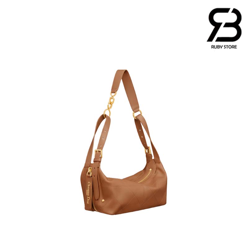 tui-dior-small-d-journey-bag-in-camel-brown-macrocannage-calfskin-best-quality Túi Dior Small D-Journey Bag In Camel Brown Macrocannage Calfskin Màu Nâu 25.5CM Best Quality