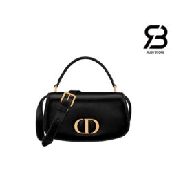 Túi Small 30 Montaigne Avenue Top Handle Bag Black Ribbed Calfskin Best Da Nhập