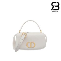 Túi Small 30 Montaigne Avenue Top Handle Bag Latte Ribbed Calfskin Best Da Nhập