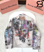Áo Khoác Acne Studios Trompe-L'œIl Printed Denim Jacket Màu Xám Best Quality