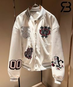 Áo Khoác Off-White Crystal Full Lea Varsity Jacket Trắng Đỏ Best Quality