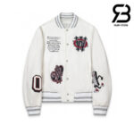 Áo Khoác Off-White Crystal Full Lea Varsity Jacket Trắng Đỏ Best Quality