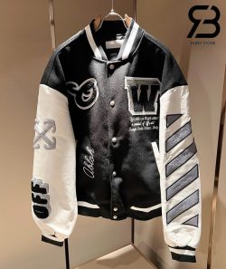 Áo Khoác Off-White Lea Vasity Đen Trắng Best Quality