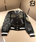 Áo Khoác Off-White Thunder Varsity Jacket Đen Vàng Best Quality