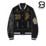 Áo Khoác Off-White Thunder Varsity Jacket Đen Vàng Best Quality