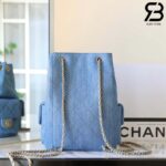 Ba lô Chanel 25C Pocket Size 24CM Blue Denim Lambskin Xanh Dương Best Quality