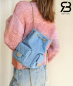 Ba lô Chanel 25C Pocket Size 24CM Blue Denim Lambskin Xanh Dương Best Quality