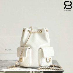 Ba lô Chanel 25C Pocket Size 24CM White Lambskin Màu Trắng Best Quality