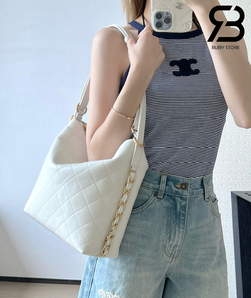 Ba lô Chanel SS25 Large White Calfskin 27CM Màu Trắng Best Quality