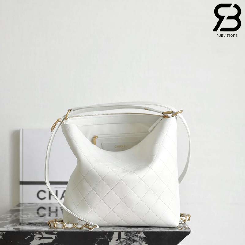 Ba lô Chanel SS25 Large White Calfskin 27CM Màu Trắng Best Quality