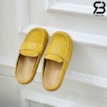 Dép Gucci Celia GG Suede Mules vàng Best Quality
