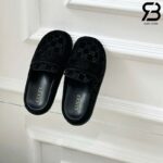 Dép Gucci Celia GG Suede Mules đen Best Quality
