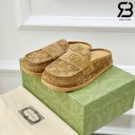 Dép Gucci Celia GG Suede Mules nâu Best Quality