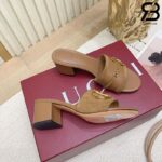 Dép Gucci Horsebit Leather-Trimmed Suede Mules Nâu Best Quality