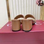 Dép Gucci Horsebit Leather-Trimmed Suede Mules Nâu Best Quality