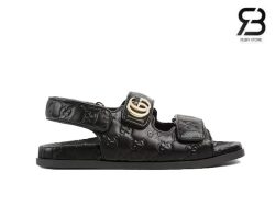 Dép Gucci Sandal with Crystal Double G Đen Best Quality