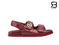 Dép Gucci Sandal with Crystal Double G Đỏ GG Leather Best Quality