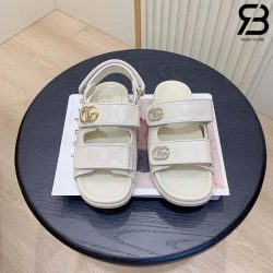 Dép Gucci Sandal with Crystal Double G Trắng Best Quality