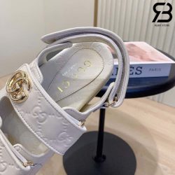 Dép Gucci Sandal with Crystal Double G Trắng Best Quality